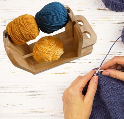 Wood Yarn Holder Double Revolving for Crochet Knitting Handmade Yarn Ball Dispenser