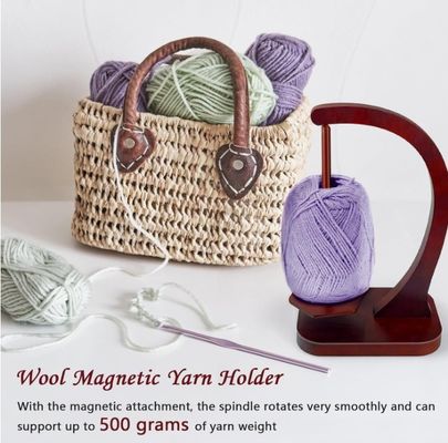 Magnetic Metal Twirling Mechanism Wooden Yarn Spinner for Knitting and Crocheting