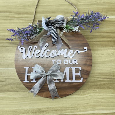 Wooden Front Door Welcome Wall Sign Plaque for Home Decoration Custom Round Shape
