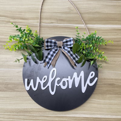 Wooden Front Door Welcome Wall Sign Plaque for Home Decoration Custom Round Shape
