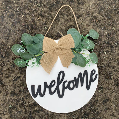 Wooden Front Door Welcome Wall Sign Plaque for Home Decoration Custom Round Shape