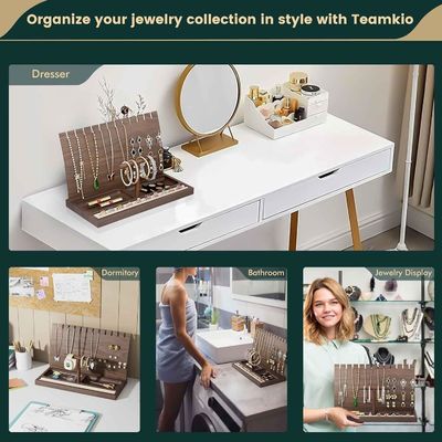 BAMBOO Necklace Holder Wooden Jewelry Display Stand for Bangle Watches Rings Earrings