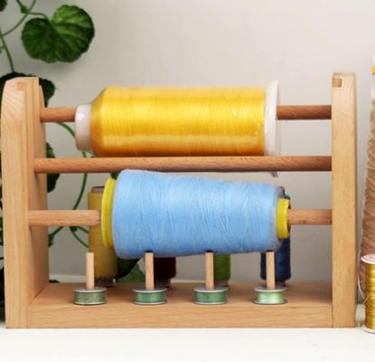 202406 Wooden Yarn Spool Holder Thread Spool Storage Rack Spinning Ball Winder Compact