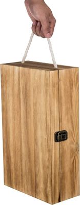 Environmental Rustic Torched Wood Double Bottle Wine Gift Boxes With Lid Customizable