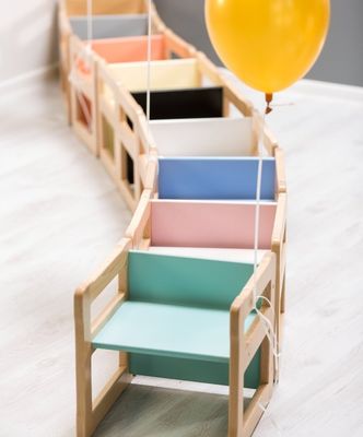 Customized Logo Space Saving Function 202406 Montessori Wooden Multi-functional Chair