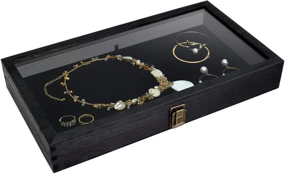 Custom Size Logo Color Wooden Jewelry Display Storage Box with Lid Made of Solid Wood