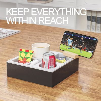 Waterproof Anti-Spill Wooden Couch Cup Holder Tray for Bed Sofa Organizer Handmade