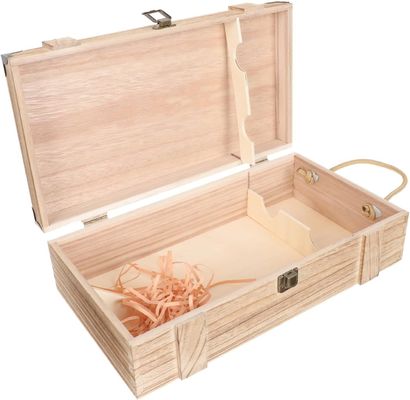 Handmade Pine Wood Wine Box With Lid For Custom Size Decorative Empty Containers
