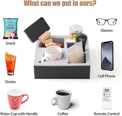 Waterproof Anti-Spill Wooden Couch Cup Holder Tray for Bed Sofa Organizer Handmade