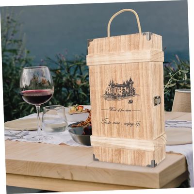 Handmade Pine Wood Wine Box With Lid For Custom Size Decorative Empty Containers