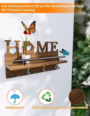 Double Tier Wooden Mail and Key Holder for Wall Decorative Entryway Organizer