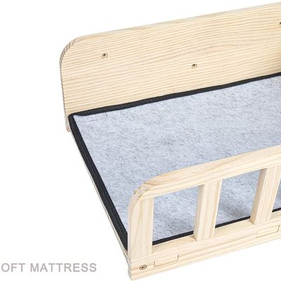 Modern Design Style Wall Mounted Wood Cat Feeder Shelf With Two Bowls Custom Service