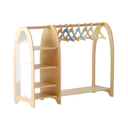 Home Furniture Montessori Kids Clothing Rack Wardrobe with Mirror and High Quantity
