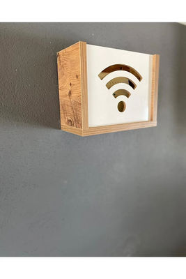 Burned Wall Mounted Router Hide Internet Modem Storage with Wooden Decorative Wifi Box