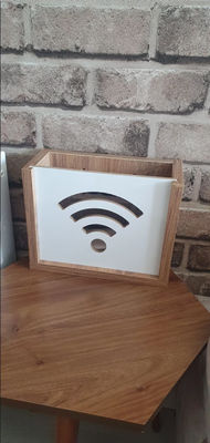 Burned Wall Mounted Router Hide Internet Modem Storage with Wooden Decorative Wifi Box