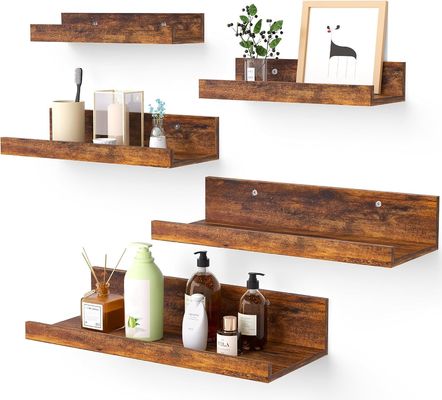 Space-Saving Kitchen Set Of 5 Small Picture Ledge Home Wood Floating Shelves For Wall