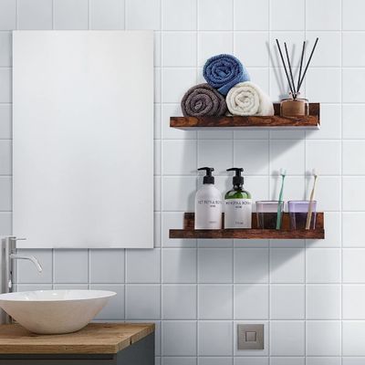 Space-Saving Kitchen Set Of 5 Small Picture Ledge Home Wood Floating Shelves For Wall