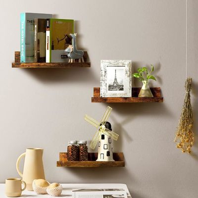 Space-Saving Kitchen Set Of 5 Small Picture Ledge Home Wood Floating Shelves For Wall