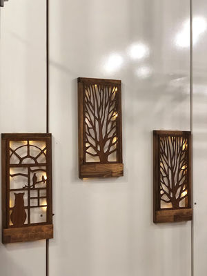 Handmade Wooden LED Wall Decoration for Bedroom Square Over-the-Bed Theme Love