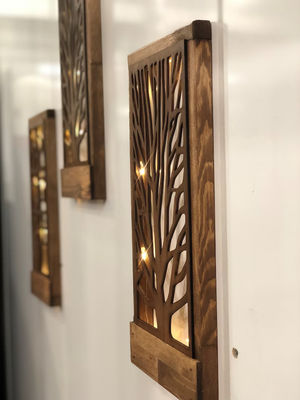 Handmade Wooden LED Wall Decoration for Bedroom Square Over-the-Bed Theme Love