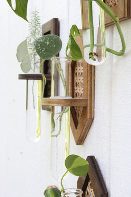 Wall Hanging Boho Hydro Planter Wall Planter with Silk-screen Printing/Burned