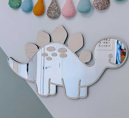 Customized Logo Wooden Dinosaur Shaped Frame Mirror with Wooden Frame and Wooden