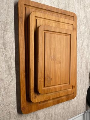 Rectangle Bamboo Wood Cutting Board Set With Kitchen Accessories Included