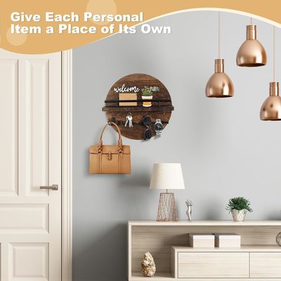 Modern Style Wooden Key Holder for Wall Save Space and Add Charm to Entryway Hallway Kitchen Office