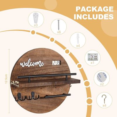 Modern Style Wooden Key Holder for Wall Save Space and Add Charm to Entryway Hallway Kitchen Office