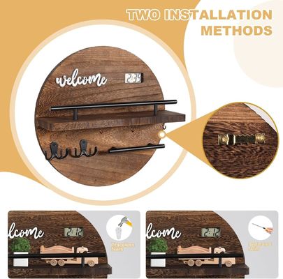 Modern Style Wooden Key Holder for Wall Save Space and Add Charm to Entryway Hallway Kitchen Office