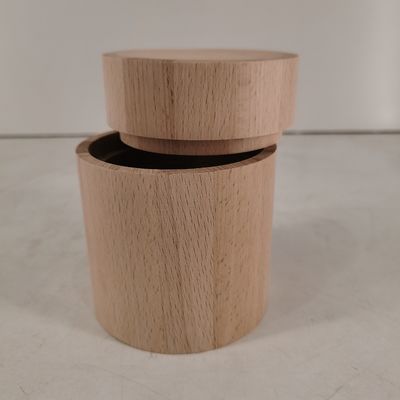 D90 x H112mm Custom Shape Wooden Barrel Rustic Design for Coffee Bean and Tea Storage