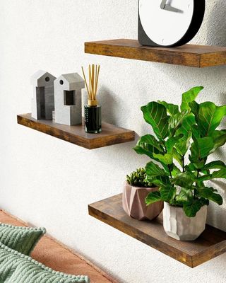 Natural Wood Floating Shelves for Wall Display Living Room Furniture OEM Storage