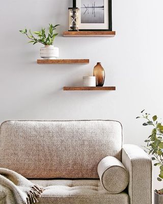 Natural Wood Floating Shelves for Wall Display Living Room Furniture OEM Storage