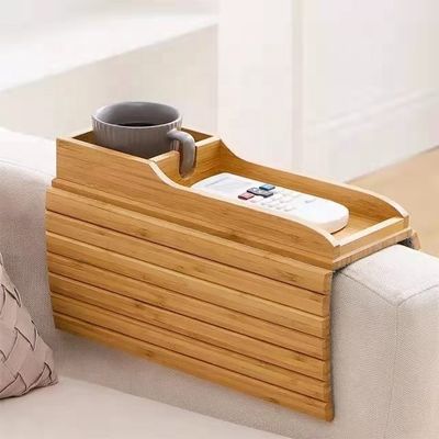 Living Room Rectangle Sofa Tray Foldable Bamboo Couch Coaster with Chopping Blocks