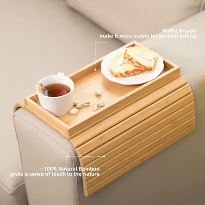 Living Room Rectangle Sofa Tray Foldable Bamboo Couch Coaster with Chopping Blocks