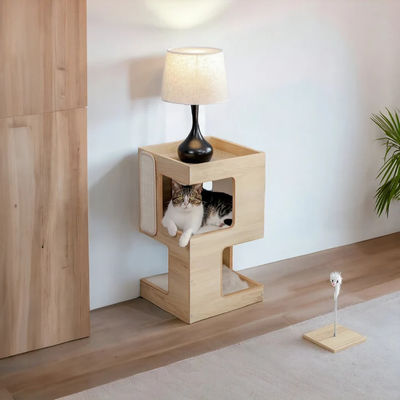 Customized Shape Cat Climbing Scratcher Toy Tree Modern Wooden Pet Gifts for Cat House