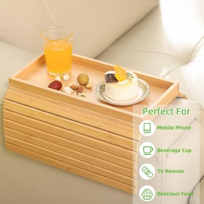 Living Room Rectangle Sofa Tray Foldable Bamboo Couch Coaster with Chopping Blocks