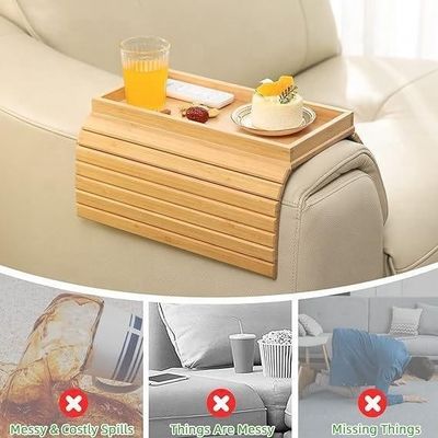 Living Room Rectangle Sofa Tray Foldable Bamboo Couch Coaster with Chopping Blocks