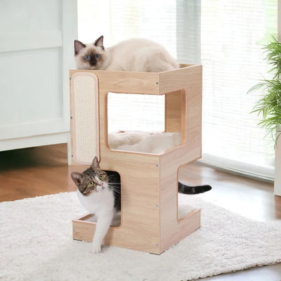 Customized Shape Cat Climbing Scratcher Toy Tree Modern Wooden Pet Gifts for Cat House