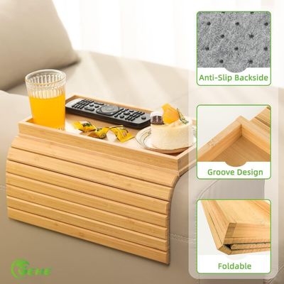 Living Room Rectangle Sofa Tray Foldable Bamboo Couch Coaster with Chopping Blocks