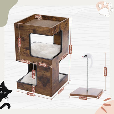 Customized Shape Cat Climbing Scratcher Toy Tree Modern Wooden Pet Gifts for Cat House