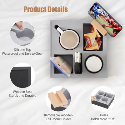 Silicone Wooden Couch Caddy Organizer for Waterproof Sofa Car Accepting Custom Order