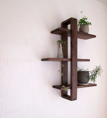 Mid Century Modern Three-layer Handmade Solid Wood Wall Decor for Hanging Plants Art Books Photos