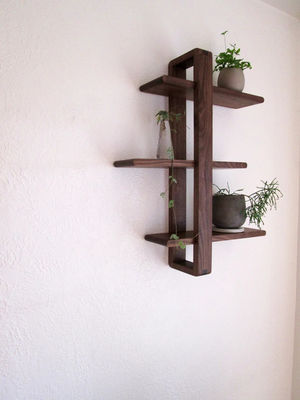 Mid Century Modern Three-layer Handmade Solid Wood Wall Decor for Hanging Plants Art Books Photos