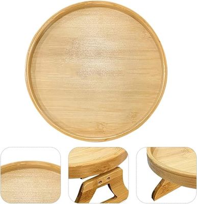 Custom Natural Bamboo Sofa Side Table Foldable Armrest Clip-On Couch Tray for OEM ODM