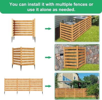 Metal Stakes 3-Panel Privacy Screens Fence Panels for Air Conditioner Customized Logo