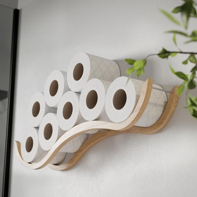 Customized Logo Acceptable Wooden Wardrobe Toilet Paper Holder Shelf for Bathroom
