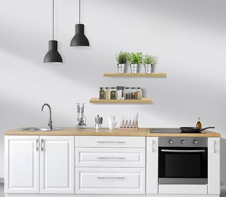60.96cm x 22.86cm Maple Floating Wall Shelves Set of 2 for Holding Kitchen Appliances