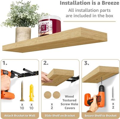 60.96cm x 22.86cm Maple Floating Wall Shelves Set of 2 for Holding Kitchen Appliances