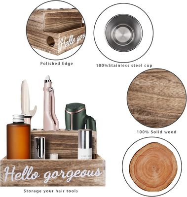 Effortlessly Keep Your Bathroom Tidy with this Wood Hair Dryer and Straightener Holder